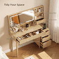 thumbnail image 3 of UGTOO 45.2" Modern Vanity Desk with LED Mirror & USB Charging, Wood Makeup Dressing Table with 7 Drawers for Bedroom, 3 of 9