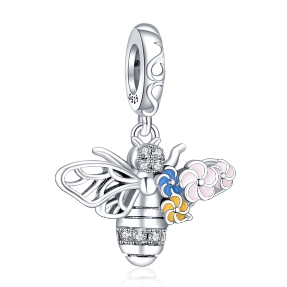NINGAN 925 Sterling Silver Charm for Women Bracelets Necklace Women Bee Flowers Dangle Charms Necklace Girl Gifts