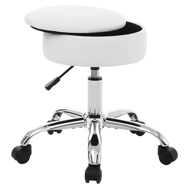 Taburete de tocador RUCUKEN ajustable con almacenamiento blanco