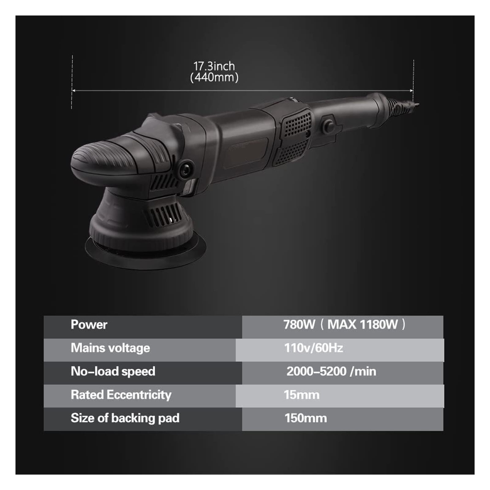 5 Inch Dual Action Random Orbital Car Polisher 15mm Auto Polisher Home DIY Polisher With Buffer Waxing Polishing Pads Set ,Low Vibration