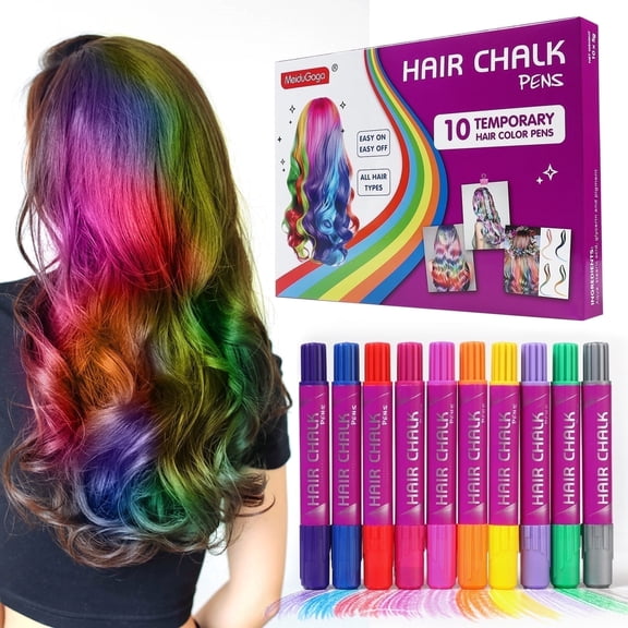 MeiduGaga Hair Chalk, 10 Temporary Hair Color for Girls Birthday Christmas Cosplay DIY Party, Tween, Ages 6 