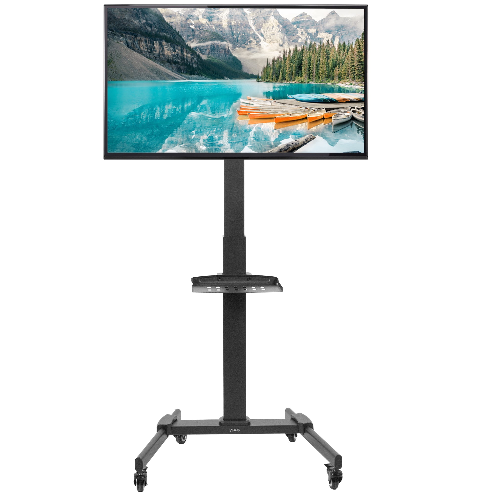 VIVO Black Rolling TV Cart for 32" to 55" LCD LED Plasma Flat Panel Screens Mobile Stand with