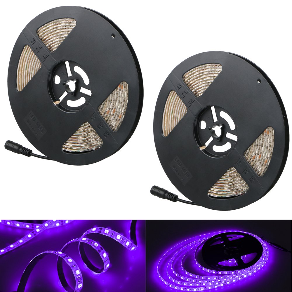 2pack UV Black Light LED Strip, 16.4FT/5M 3528 300LEDs 395nm405nm