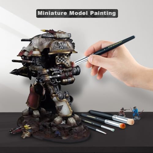 8pcs Miniature Painting Dry Brush Set with 5 Drybrushes and 3 Small Detail Brushes for Model Making and Miniature Model Painting