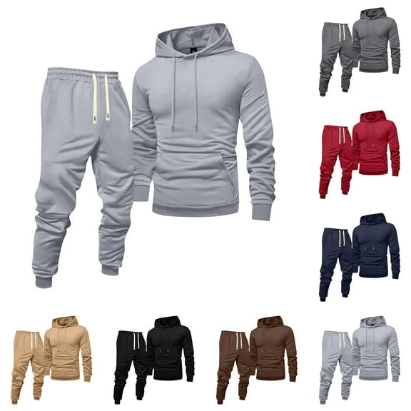 MLQIDK Mens Big and Tall Workout Gym Track Suits Fleece Hoodie and Sweatpants 2 Piece Set Athletic Winter Sport Sweatsuits Jogging Sweat Suits Lounge Outfit Black 3XL