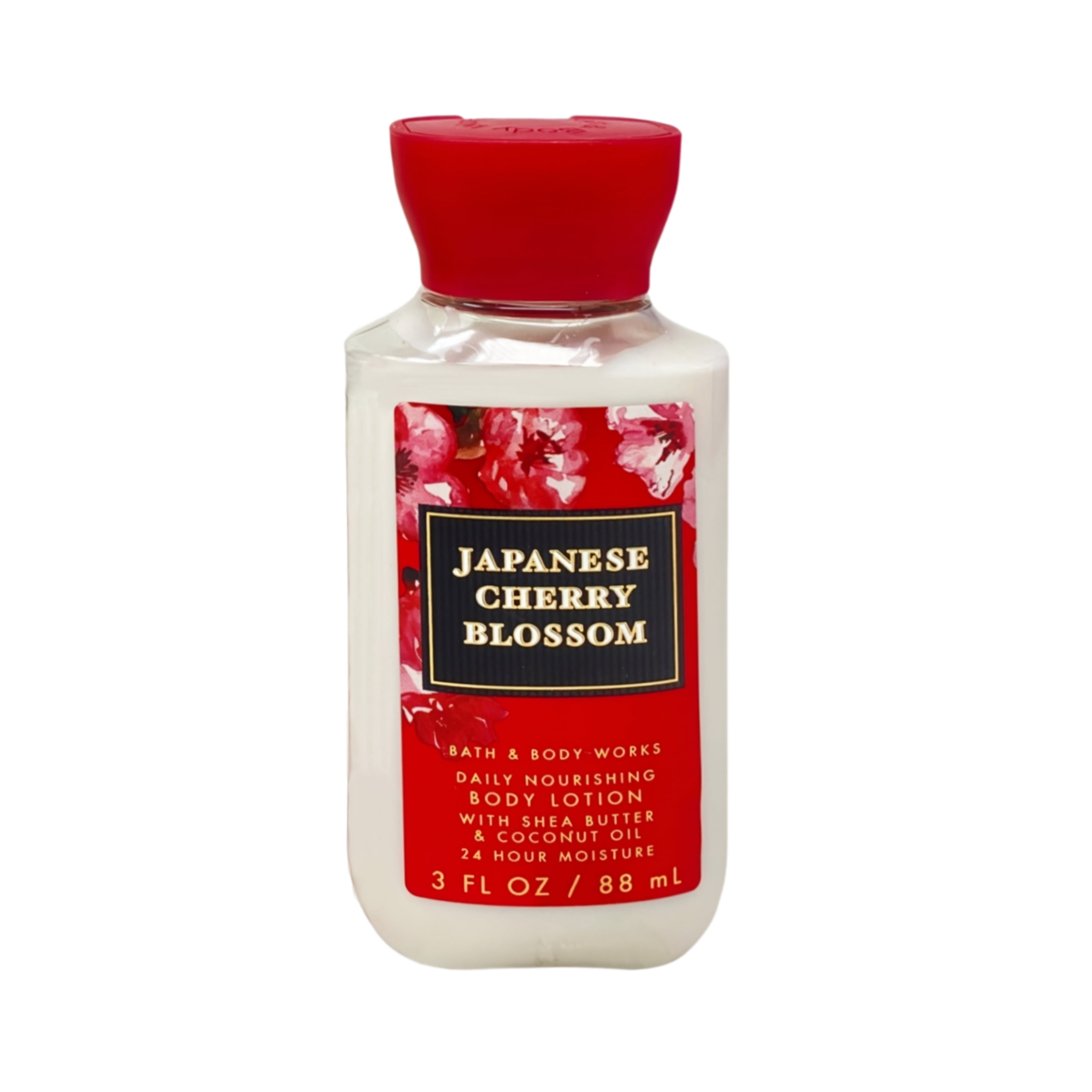 Bath & Body Works Japanese Cherry Blossom - 3 Daily Nourishing Body Lotions with a Peach Gardenia Mini Soap - Travel Size