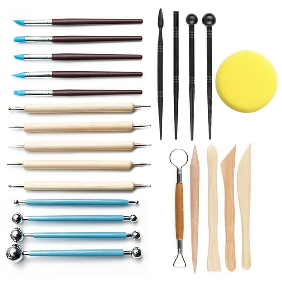 Twoworld 24pcs Polymer Clay Tools Modeling Pottery Clay Sculpting Tools Kits for Beginners Professional Art Crafts, Wood and Steel, Schools and DIY Handicraft