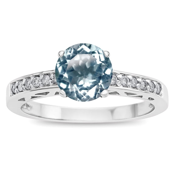Star K � Round 7mm Genuine Sky Blue Topaz Channel Set Engagement Promise Ring