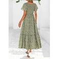 thumbnail image 3 of PRETTYGARDEN Women Floral Boho Maxi Dresses Summer Short Sleeve V Neck Smocked A Line Long Flowy Beach, 3 of 10