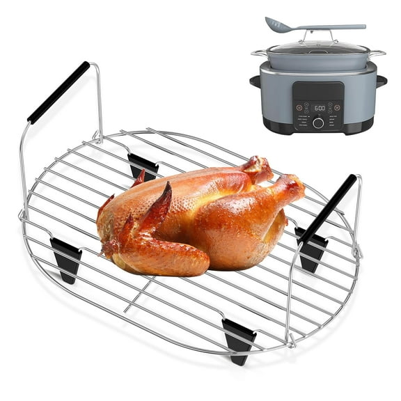 Steam and Roast Rack for 8.5Qt Slow Cooker Stainless Steel Slow Cooker Steamer Rack with Foldable Handle Reusable Roasting Steaming Rack Slow Cooker Pot Rack for MC1000 Series