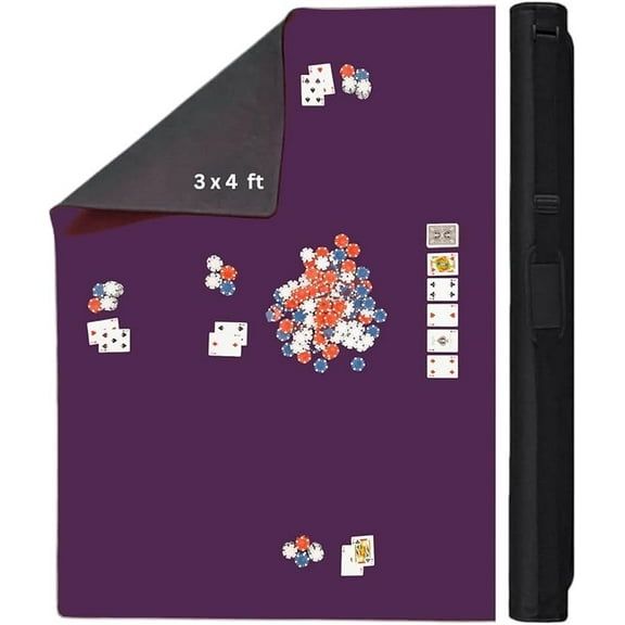 Board Game Mat for Tables, Table Cover for Mahjong, Poker, Playing Cards - Burgundy, 36 x 48 In