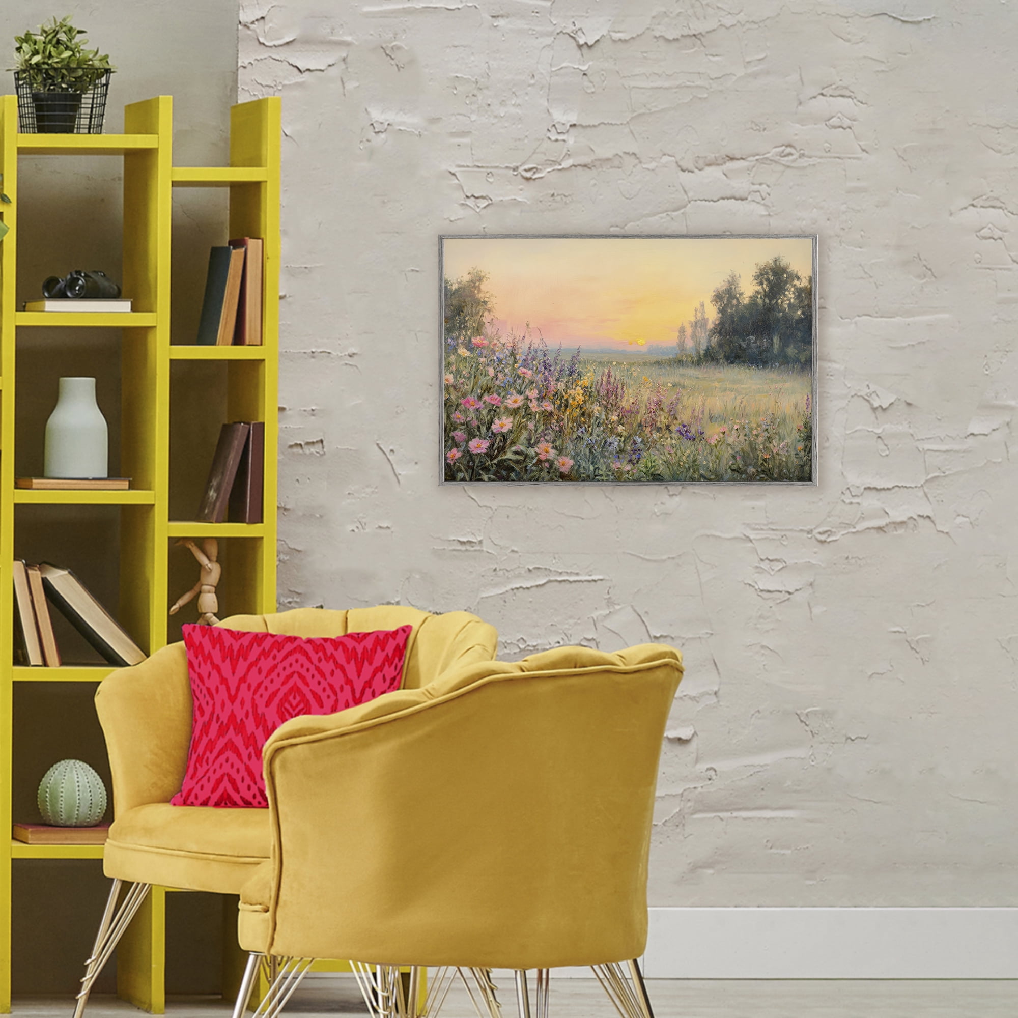 Stupell Industries Serene Twilight Meadow Gray Framed Giclee Art, design by Petal Prints Design