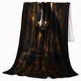 thumbnail image 2 of Misty Forest Bully Breed Dog Classical Portrait, Dramatic Pet Portrait Pattern, Warm Flannel Blanket for Cabin and Lodge, Dog Lovers Just Because Gift, Pet Lover Home Decor, 2 of 9