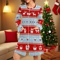 thumbnail image 2 of TEAJOPSUU Woemen's Christmas Nightgown Casual Loose Long-sleeved Sleepwear Comfy Sleepshirts Crewneck Nightshirt with Pocket Gray, 2 of 9