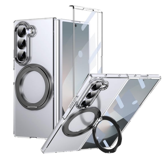Funda transparente con anillo giratorio YQODSZ para Samsung Galaxy Z Fold 6