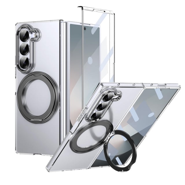 Funda transparente con anillo giratorio YQODSZ para Samsung Galaxy Z Fold 6