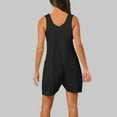 thumbnail image 4 of Huesdet Jumpsuits for Women Casual Summer Rompers Sleeveless Loose Spaghetti Strap Shorts Overalls Jumpers with Pockets(Black,L), 4 of 6