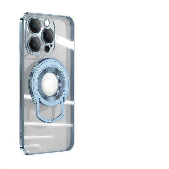 Jiahe Cover for iPhone 12, Case with Invisible Stand,Compatible with MagSafe,Slim Shockproof Lens Protector Transparent Back Cover,Support Magnetic Car Mount, blue