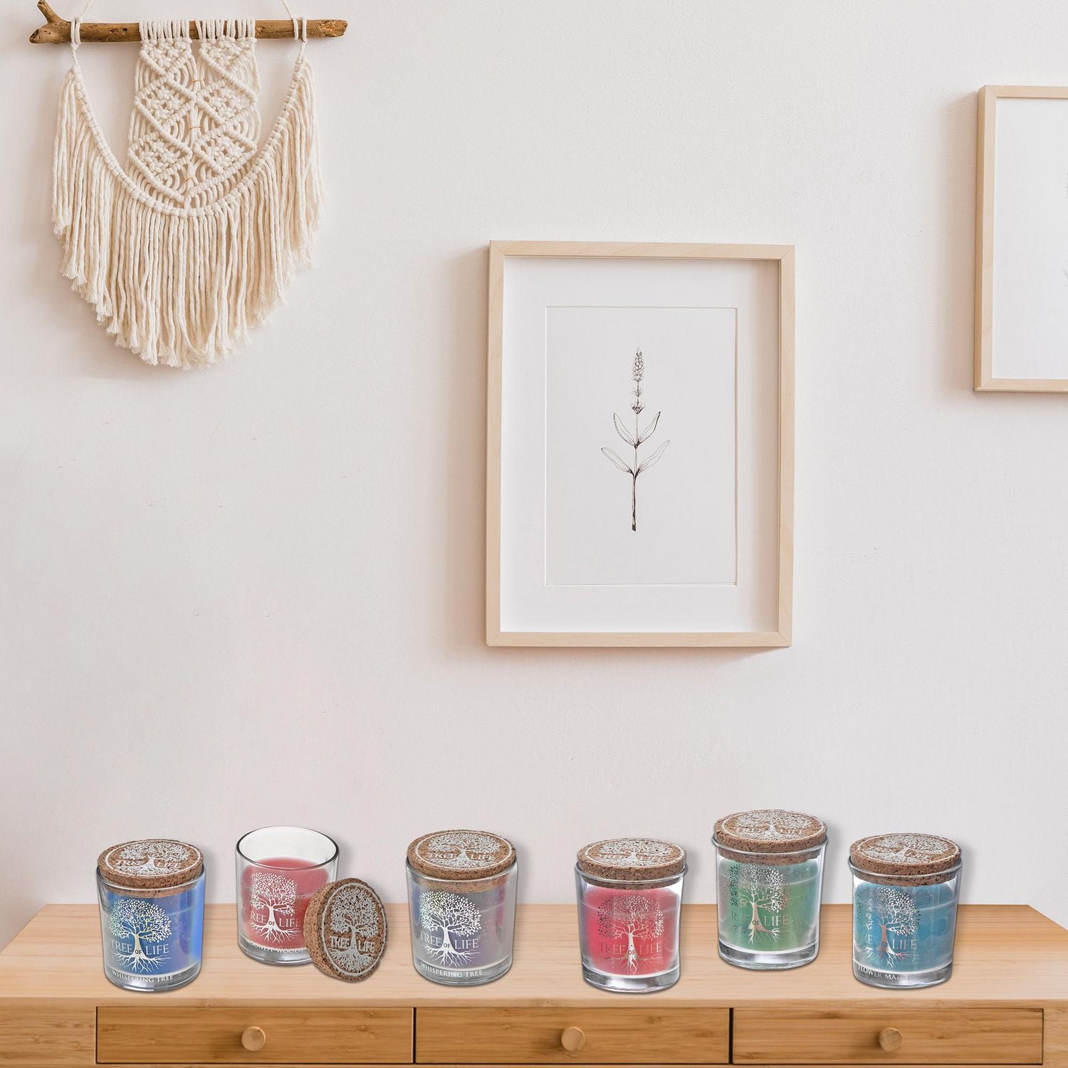 Tree Of Life Scented Candle In Glass Votive With Cork Lid - Set of 6