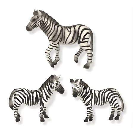 Zaga Toys, Zebra Family Bundle, Hand-Painted Lifelike Safari Animal Set, 3-Piece