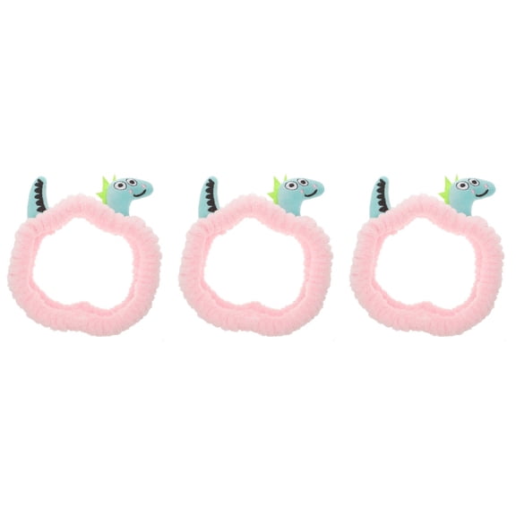 WORGEOUS 3-Piece Dinosaur Cartoon Headbands Set Cute Hair Bands for Makeup, Spa, and Face Washing