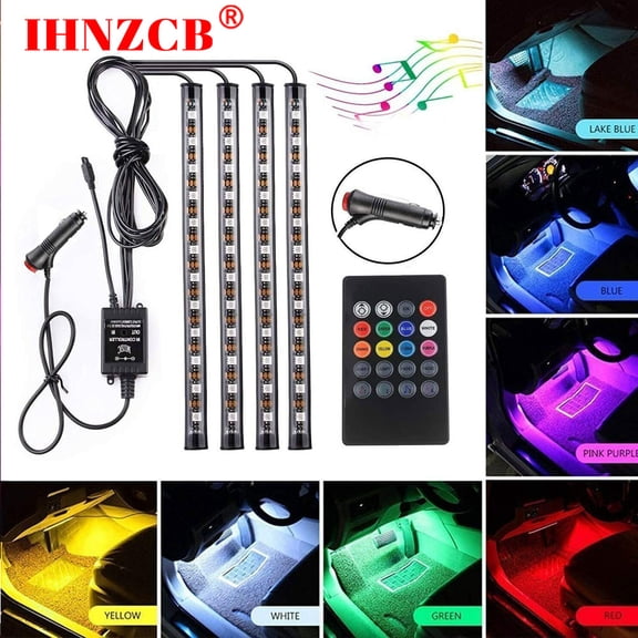 IHNZCB RGB Led light strip for Cars Inside Lighting interior Glow Color music control 12V