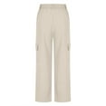 thumbnail image 4 of Wiyuqeen Womens Casual Wide Leg Pants with Pockets Trendy High Waisted Button Down Trousers Comfy Flowy Straight Long Trousers Solid Palazzo Pants Work Business, 4 of 5
