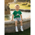 thumbnail image 4 of BemeyourBBs Toddler Baby Boy Mardi Gras Outfit Spring Summer Carnival Clothes Cute Tractor Embroidery Short Sleeve T-Shirt Top and Shorts Set, 4 of 9