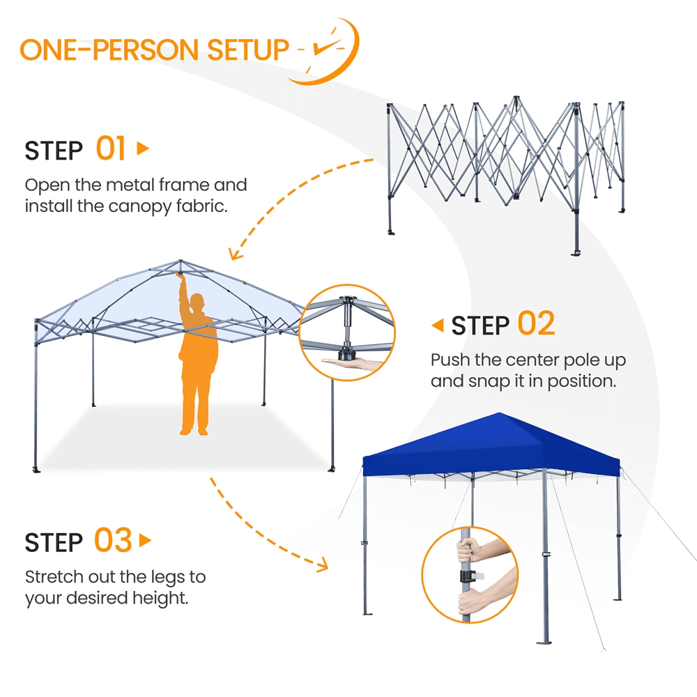 Renwick 12x12 Ft Instant Pop Up Canopy with One Push To Lock Setup Mechanism, Blue