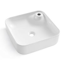 Altair Leonis 17 in. Square White Finish Ceramic Vessel Bathroom Vanity Sink