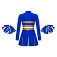 thumbnail image 2 of TiaoBug Kids Girls Cheer Leader Uniform Long Sleeve Crop Top Mini Skirt Sport Meeting Cheerleading Dance Outfits Blue 14, 2 of 5