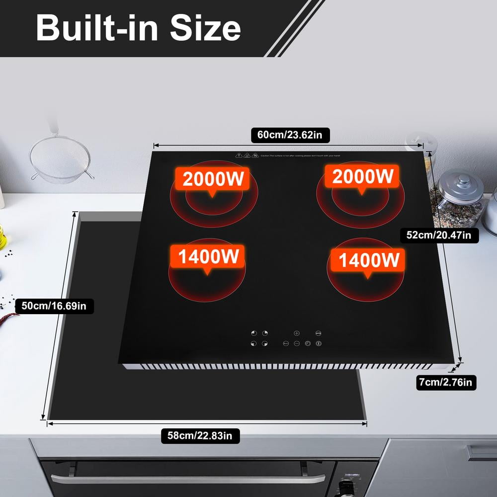 Touch Control Cook Top Stove Electric, Countertop Induction Cooker with 4 Burners, Kitchen Stove Burner 220-240V for High-Temperature Cookware