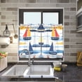 thumbnail image 4 of Yayeee Kitchen Curtains Tier Pair Light Filtering 27"x36" Rod Pocket Short Cafe Window Panel, Orange Hand Drawn Sailboats, 4 of 7