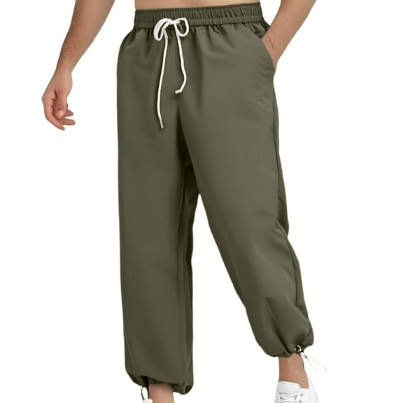 JTieacloth Mens Casual Stretch Chino Pant Men's Casual Pants Loose Fit Elastic Comfortable Summer Autumn Tapered Ankle Joggers For Daily Wear With Pure Color Design Green