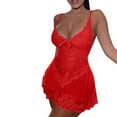 thumbnail image 5 of Sakmal Cloud-Like Chemise Nightgowns Women See Through Spaghetti Straps Red Comfy Nightwear Sleeveless Scoop Neck Lace Short Chemises S-3XL, 5 of 5