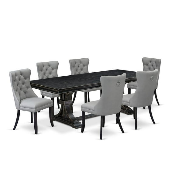 Luxe by East West Furniture 7 piece modern dining set a kitchen table and 6 Faux Leather kitchen Chairs
