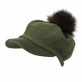 thumbnail image 1 of WITHMOONS Wool Knit Visor Pom Beanie Hat Baseball Watch Cap DWR1135 (Green), 1 of 2