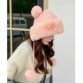 thumbnail image 5 of Winter Pompom Beanie Hats for Women Fluffy Knit Womens Beanie Faux Fur Crochet Skull Cap Warm Bucket Outdoor Ear Cover, 5 of 8