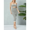thumbnail image 5 of Michellecmm Women Tube Dress, Strapless Backless Hollowed Striped Patchwork Long Dress Clubwear, 5 of 9