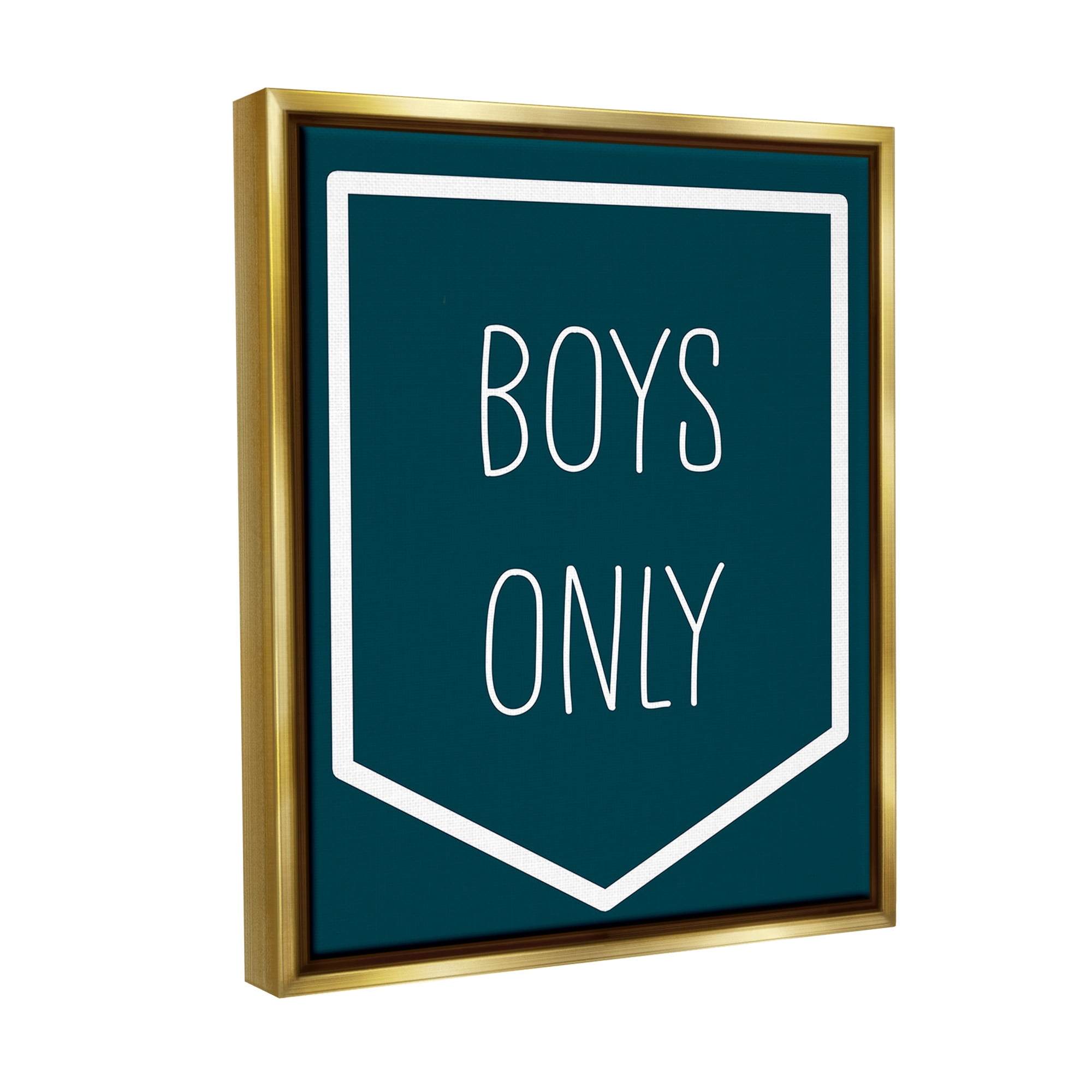 Stupell Industries Minimal Boys Only Typography Painting Gold Floater Framed Canvas Art Print Wall Art, 25 x 31