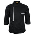 thumbnail image 2 of facefd Veste de Chef Rétro Uniforme Manches Longues Vêtements de Cuisine Hôtel 3TG Noir, 2 of 8