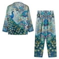 thumbnail image 3 of DISNIMO Peacock Print Women Pajama Set 2 Piece Pj Sets Long Sleeve Sleepwear with Long Pants Casual Comfy Loungewear Nightwear with Pockets, XS, 3 of 7