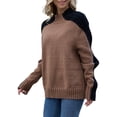 thumbnail image 4 of Frontwalk Sweaters For Women Winter Turtleneck Pullover Casual Rib Hem Knitted Sweater Long Sleeve Jumper Tops Camel XL, 4 of 8