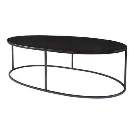 Bowery Hill Oval Iron Metal and Aluminum Coffee Table in Aged Black