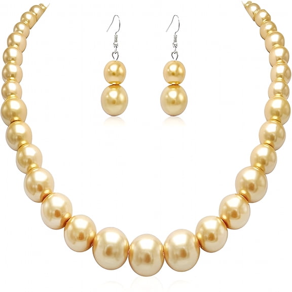 DESIGNICE Pearl Choker Necklace for Women,Faux Pearl Beads Strand Necklace Earring Set,Costume Jewelry,Valentines Day Gifts for Her/Wife/Mother/Girlfriend