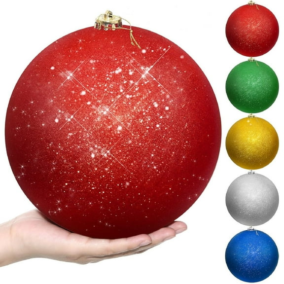 Yhmxh 6" Extra Large Christmas Balls Ornaments, Glitter Oversized Christmas Tree Decorations Giant Hanging Xmas Shatterproof Plastic Balls Ornaments for Lawn Yard Christmas Tree Decoration
