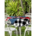 thumbnail image 2 of Outdoor Tablecloth with Umbrella Hole and Zipper, Valentine's Day Round Table Cloth 60 Inch Waterproof Tablecloth, Red Rose Flowers Buffalo Plaid Romantic Picnic Table Cover for Patio Camping, 2 of 7