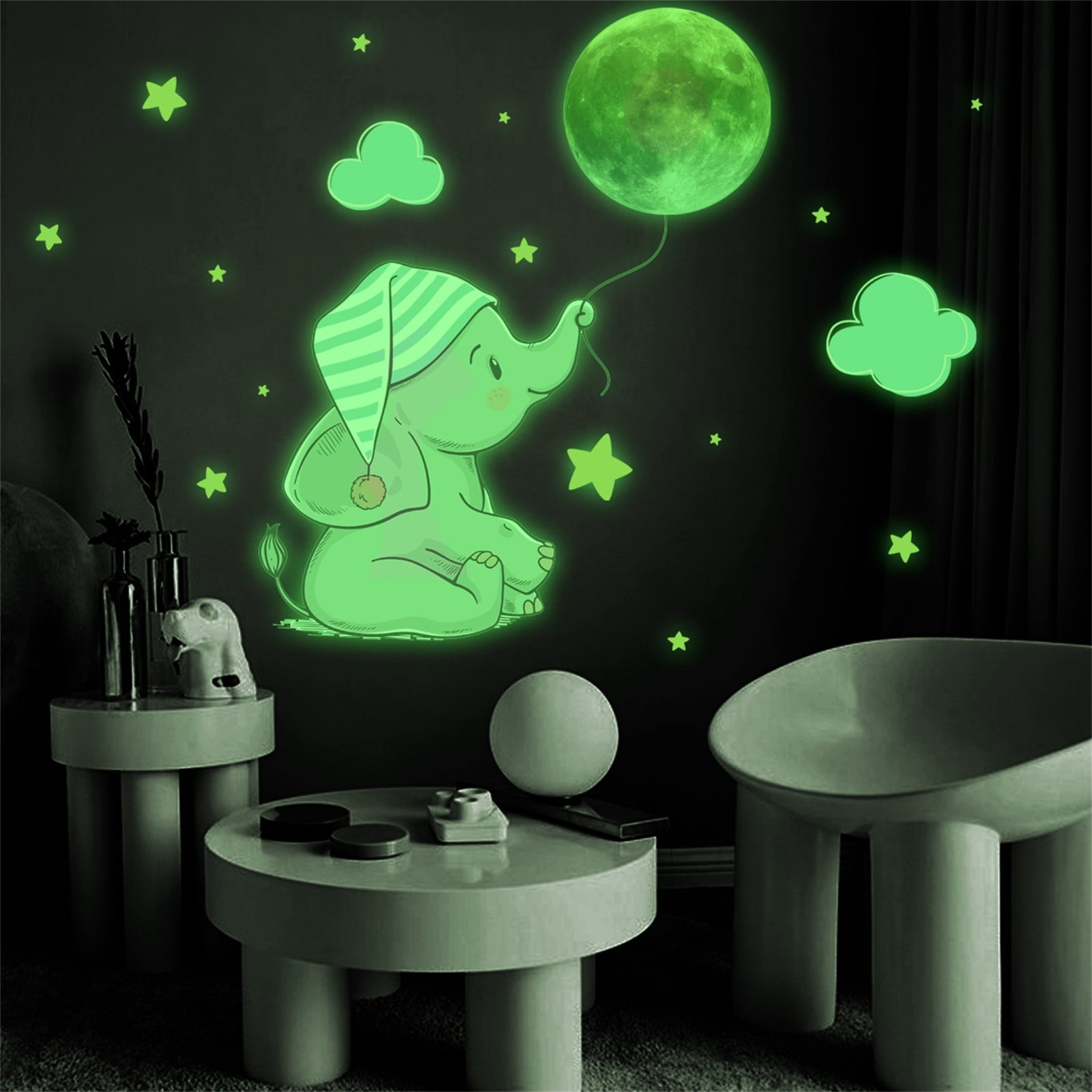 Dream Lifestyle Glow in the Dark Sticker Cute Elephant Wall Sticker