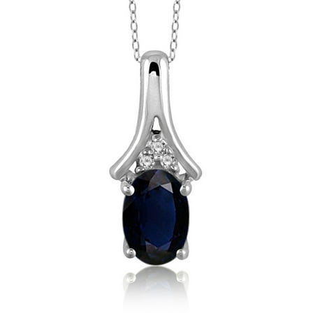 JewelersClub 1/2 Carat T.G.W. Sapphire And White Diamond Accent Sterling Silver Women's Pendant, 18"