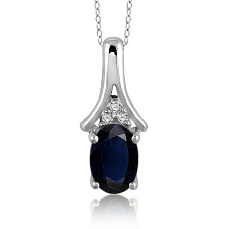 JewelersClub 0.67 Carat T.G.W. Sapphire Gemstone and Accent White Diamond Women's Sterling Silver Pendant
